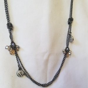 Loft gun metal gray necklace with beads & sparkle